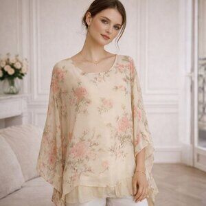 Sundance Silk Floral Layered Chiffon Top
